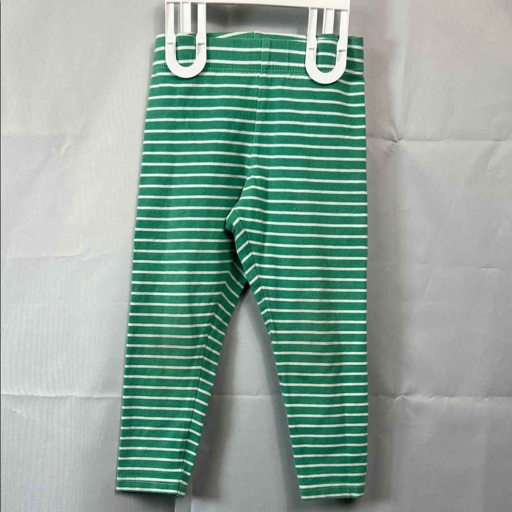Baby Boden Green and white stripe leggings size 2-3 years